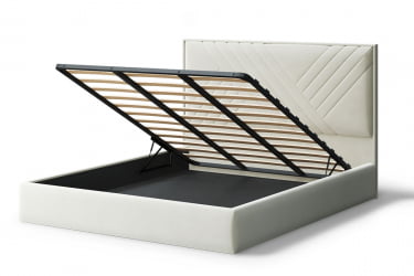 Кровать МИРА 2000*1200мм (без опор), велюр Бренди лайт 02 (серо-белый), (б/основания, б/матраса)