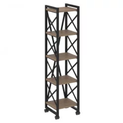 Стеллаж на колесных опорах - 5 полок LOFT VR.L-MST.K-5.4 Металл черный Дуб Аризона