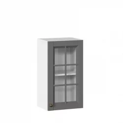 Шкаф кухонный 400 со стеклом Амели-3 ЛД 299.320.000.024 Белый Оникс серый