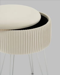 Пуф-столик Астор бежевый серебряные ножки