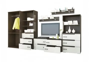 Гостиная Виго со шкафом Венге Белый глянец