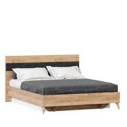 Кровать двуспальная 1600 Шелли с подъемным механизмом Дуб золотой Мрамор черный