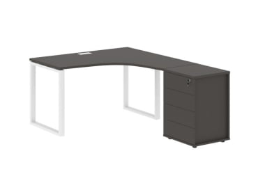 Стол эргономичный с тумбой правый EDIS EQCET 1318 R Мокко Белый