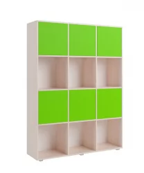 Стеллаж для игрушек ДМ 12 Ясень шимо темный/Зеленый