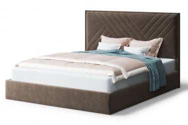 Кровать МИРА 2000*1200мм (без опор), велюр Бренди лайт 29 (коричневый), (б/основания, б/матраса)