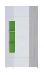 Шкаф угловой с полками Палермо Юниор 08 Белый глянец Ясень шимо светлый Зеленый