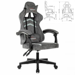 Кресло компьютерное BRABIX Shooter GM-12, 2 подушки, ткань, серое