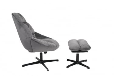 Кресло Оррелл серый с оттоманкой