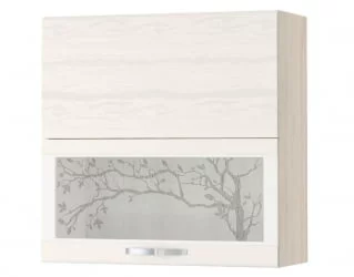 Шкаф-витрина кухонный (плавное закрывание) Графит 74.81 Сосна Астрид /Ваниль