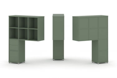 Надставка на стол высокая односторонняя + задняя стенка (8 шт.) + блок с 2-мя ящиками (1 шт.) + блок с 1-м ящиком (1 шт.) CONCEPT CN.ONV-007 Кобо Белый металл