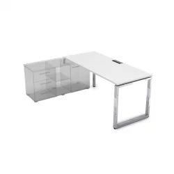 Стол рабочий, прямолинейный три опоры, левый GLOSS LINE НСТЛ-О.985 Белый Премиум