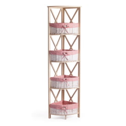 Этажерка Secret De Maison ANGULAIRE 4 ( mod. PE-05 ) дерево павловния, мдф, 34x34x158см, white (белый), ткань - красная клетка