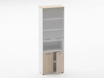 Шкаф 5 широкий верх стеклянная дверь, низ закрытый, с нишей Deka 10.23.181 Туя/Белый