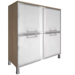 Шкаф четырехсекционный со стеклом в раме YALTA LT-SD1.2R  white Снежная Патина