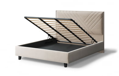 Кровать МИРА 2000*1200мм (на опорах), велюр Бренди лайт 03 (бежевый), (б/основания, б/матраса)