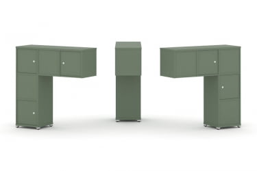 Надставка на стол низкая двухсторонняя + задняя стенка (5 шт.) + распашной фасад (5 шт.) CONCEPT CN.DNN-007 Кобо Белый металл