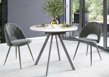 Круглый раздвижной стол Орфей 51 (01) Мрамор белый-Серый