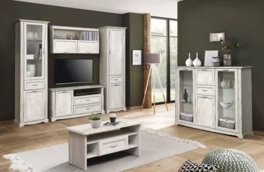 Полка в гостиную Сохо 32.18 Бетон пайн белый