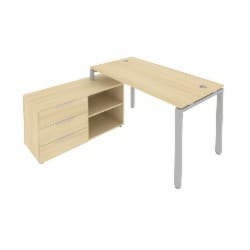 Рабочая станция на П-образном м/к с опорной тумбой левая Metal System Б.РС-СТС-2.3 Л Акация/Серый
