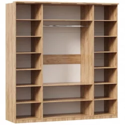 Шкаф четырехстворчатый с двумя зеркалами Фиджи 008 Дуб Золотой Белый