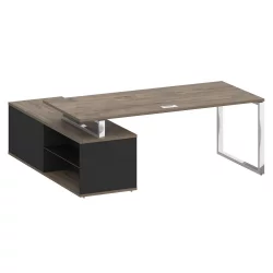 Стол руководителя с опорной греденцией, правый SHIFT SK.SRG-200 (R) Тиквуд Темный/Антрацит