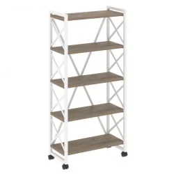 Стеллаж на колесных опорах - 5 полок LOFT VR.L-MST.K-5.8 Металл белый Тиквуд темный