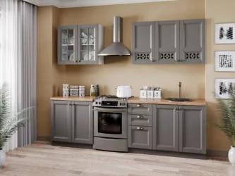 Кухонный гарнитур Амели-3 №2 Белый Оникс серый