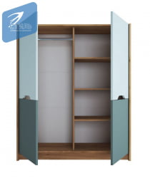 Голубой шкаф RICH ШК-004 Мята/Сумеречный голубой/дуб крафт золотой