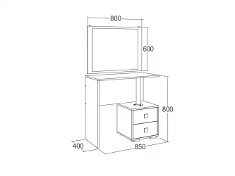 Туалетный столик Дуб крафт серый/Дуб крафт белый