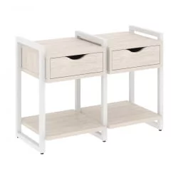 Тумба на регулируемых опорах наборная. Вариант №1 LOFT VR.L-TN-1.O Металл белый Денвер светлый