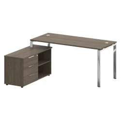 Стол рабочий руководителя с опорной тумбой левый METAL SYSTEM DIRECT БГ.СРТ-4.7 Л Вяз Благородный