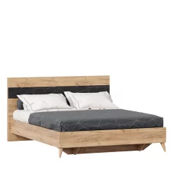 Кровать двуспальная 1600 Шелли Дуб золотой Мрамор черный