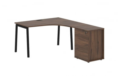 Стол эргономичный с тумбой (правый) EDIS ELCET 1318 R Дуб Денвер темный Черный