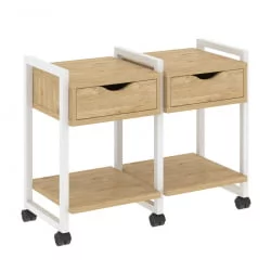 Тумба на колесных опорах наборная. Вариант №1 LOFT VR.L-TN-1.K Металл белый Тиквуд светлый