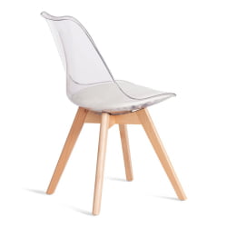 Стул TULIP (mod. 73-1) дерево/пластик/экокожа, 47,5x55x80 см, Прозрачный (Transparent)
