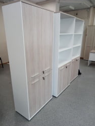 Шкаф 4 широкий верх открытый, низ закрытый Deka 10.19.111 Дуб Сантана светлый/Белый