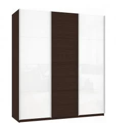 Шкаф-купе трехдверный Прайм 1800 Белое стекло/ДСП/Белое стекло Венге