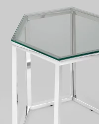 Стеклянный журнальный стол ГЕКС Серебро