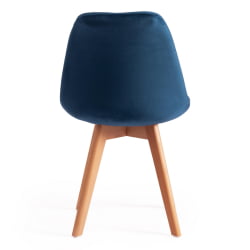 Стул TULIP SOFT (mod. 74) вельвет/дерево , 54 х 47 х 83 см , синий (HLR 63)/натуральный
