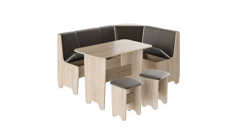 Кухонный уголок Техас Исп.1 Дуб Сонома/Экокожа коричневая