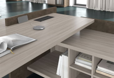 Стол руководителя правый WOOD&STONE СФ-531222 Дрифтвуд Бетон Чикаго темный