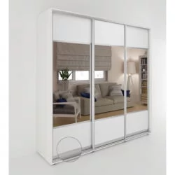 Шкаф-купе 3 двери с зеркалом Акцент-Дуэт КВ 1500х600 Выбеленное дерево