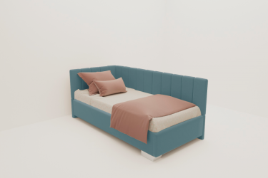 Детская кровать 190 90 ТЕРРА С ОРТОПЕДИЧЕСКИМ ОСНОВАНИЕМ (BERHOUSE) Цвет фасада: Голубой; Материал фасада: Металл/Велюр; Спальное место: 900х1900