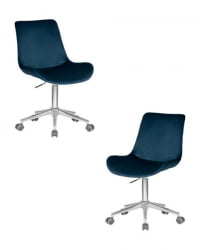 Кресло офисное DOBRIN DORA (синий велюр (1922-20), хромированная сталь) 2 шт