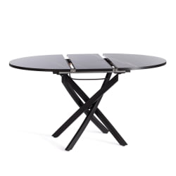 Раздвижной стол MANZANA ЛДСП/HPL/металл, 100 х 100+30 х 75 см, Мрамор черный/черный