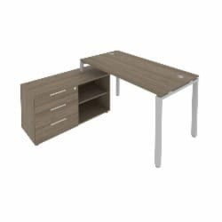 Рабочая станция на П-образном м/к с опорной тумбой левая Metal System Б.РС-СТС-2.3 Л Вяз/Серый