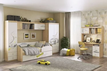 Детский шкаф для одежды Форсаж MKF-01 Дуб сонома/белый