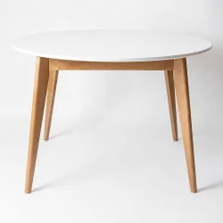 Стол обеденный Орион 100x100 Эмаль белая Морилка Орех