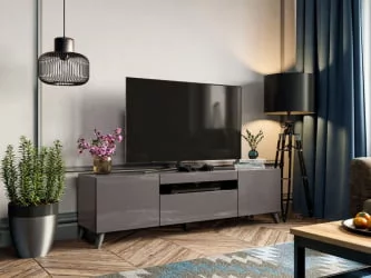 Тумба под ТВ Бруклин 1800 с опорами Оникс Серый глянец