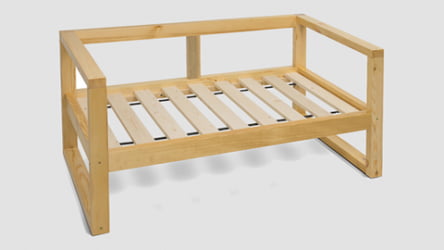 Диван двухместный DEmoku Д-2 небесно-голубой_темный дуб